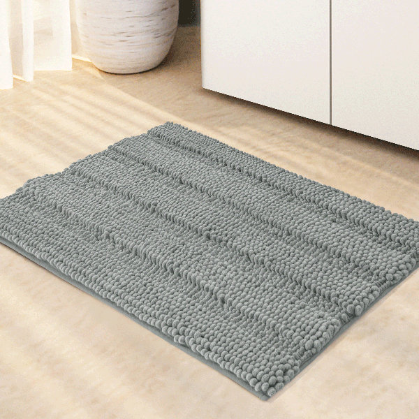 Symple Stuff Chenault Soft Thick Velvet Microfiber Chenille Bath Rug